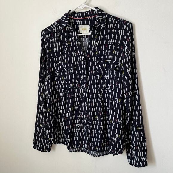 Anthropologie Maeve Wynwood Parrot BIrd Button Down Blouse Womens 0 - Picture 3 of 12